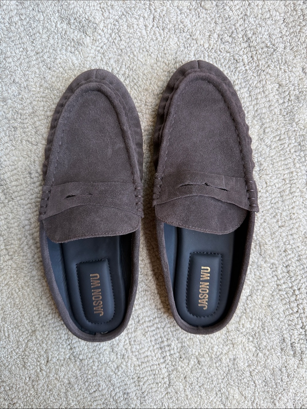 Jason Wu Brown Suede Mule Loafers - Picture 2 of 3